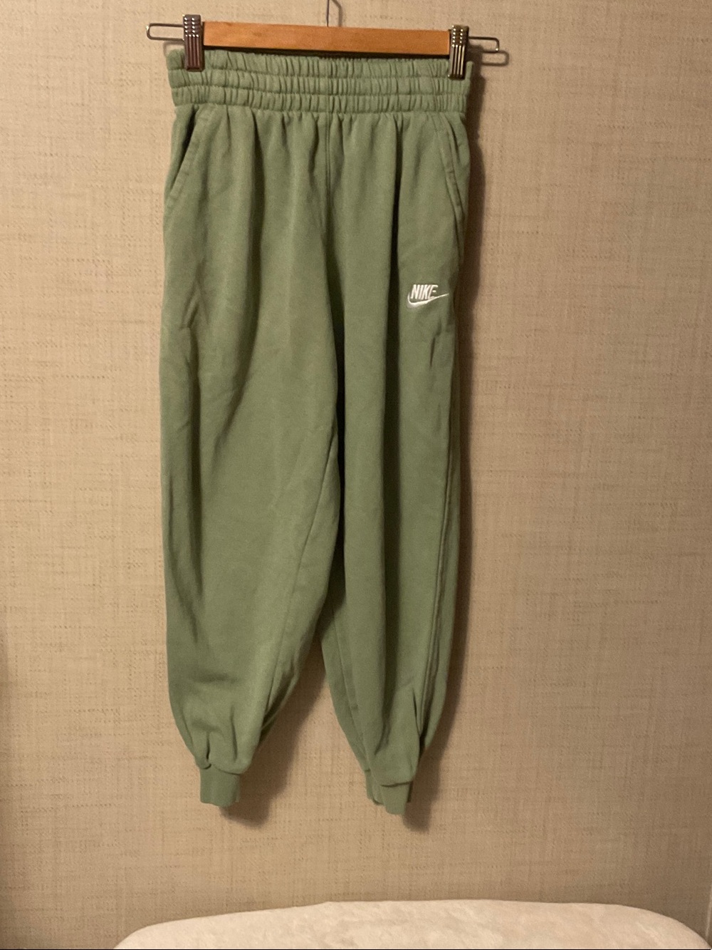 Nike Kids Olive Fleece Joggers with White Logo